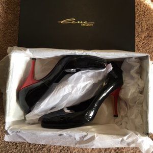 Lerre Women's Tomaia Black&Red Heel Patent Leather Pumps/Shoes Italian size 37.5
